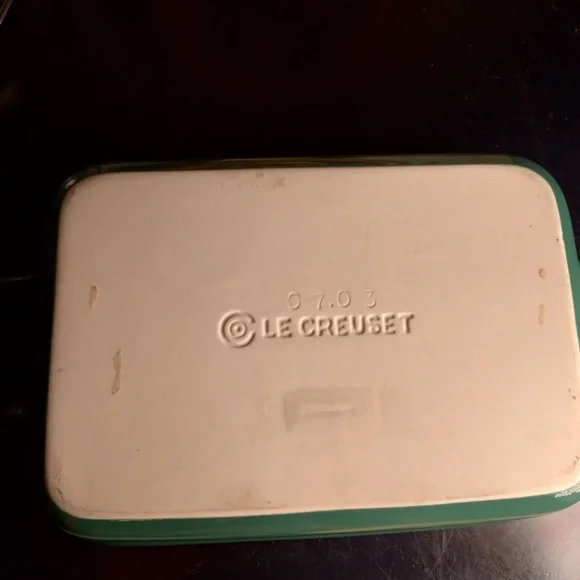 Le Creuset Stoneware Rectangle Baking Casserole Dish Pan Teal  Small 7x5 - Picture 5 of 5